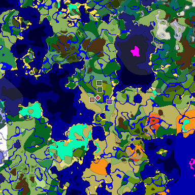 Predicted biome map of Java 1.18 seed 2815792104896904609 around estimated spawn