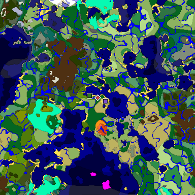 Predicted biome map of Java 1.18 seed 728088006405384431 around estimated spawn