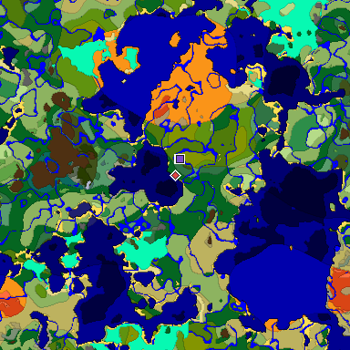 Predicted biome map of Java 1.18 seed -1236422867521705115 around estimated spawn