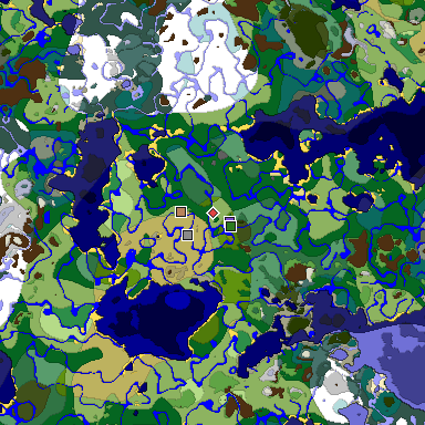 Predicted biome map of Java 1.18 seed -5493982685629082419 around estimated spawn