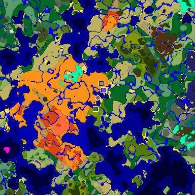 Predicted biome map of Java 1.18 seed 1770566268975046188 around estimated spawn