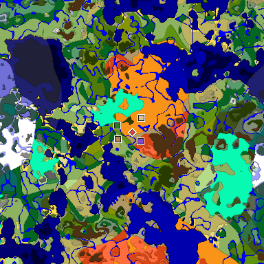 Predicted biome map of Java 1.18 seed -3107060333840705064 around estimated spawn