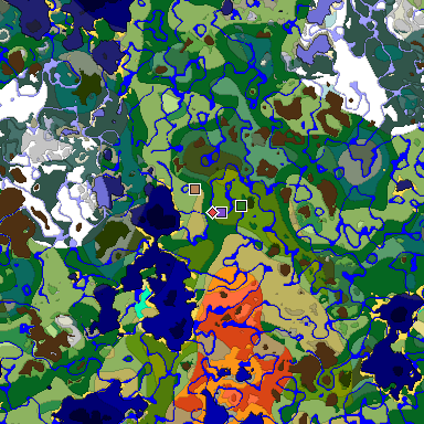 Predicted biome map of Java 1.18 seed -4148753759691843546 around estimated spawn