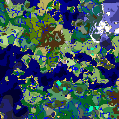 Predicted biome map of Java 1.18 seed -7942515631176059635 around estimated spawn