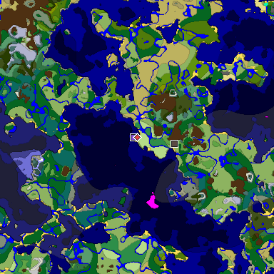 Predicted biome map of Java 1.18 seed 7320480753891815312 around estimated spawn