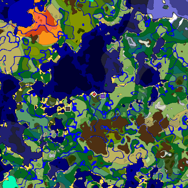 Predicted biome map of Java 1.18 seed 4992912912770707219 around estimated spawn