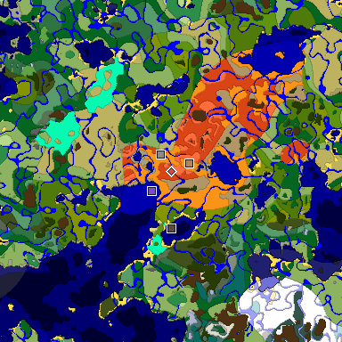 Predicted biome map of Java 1.18 seed -5806841999230811389 around estimated spawn