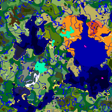 Predicted biome map of Java 1.18 seed -1594367518793625087 around estimated spawn