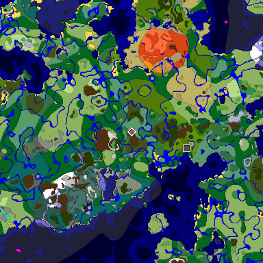 Predicted biome map of Java 1.18 seed 1854281237442552453 around estimated spawn