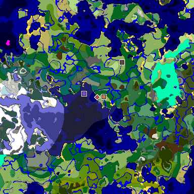 Predicted biome map of Java 1.18 seed 4016559051328749557 around estimated spawn