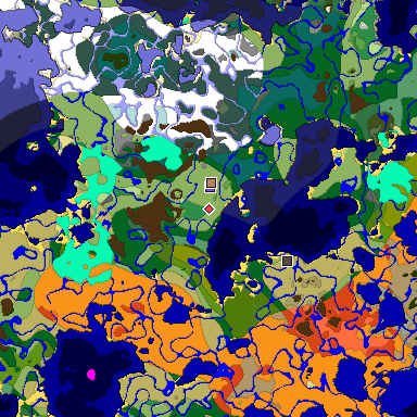 Predicted biome map of Java 1.18 seed -8146981570004378839 around estimated spawn