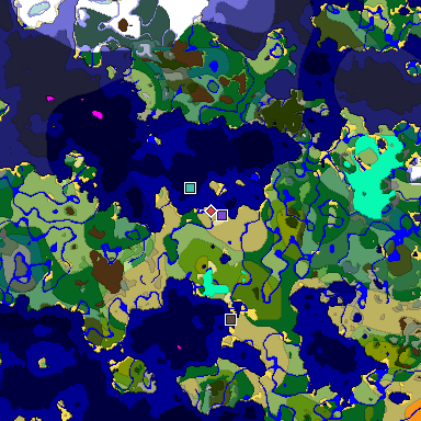 Predicted biome map of Java 1.18 seed 617402375533210265 around estimated spawn