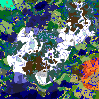Predicted biome map of Java 1.18 seed -228571444683870884 around estimated spawn
