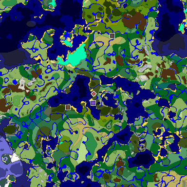 Predicted biome map of Java 1.18 seed 8037647946590048112 around estimated spawn