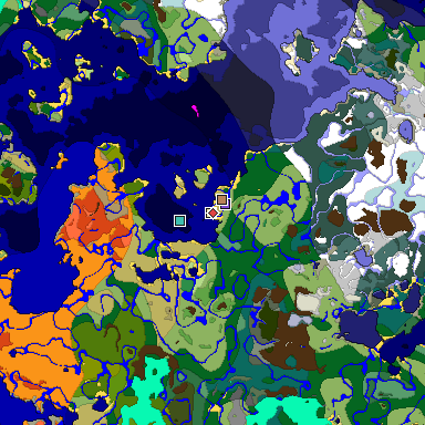 Predicted biome map of Java 1.18 seed -8562869770748556594 around estimated spawn