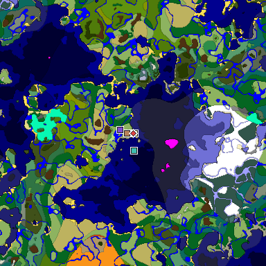 Predicted biome map of Java 1.18 seed 1161349697734181900 around estimated spawn
