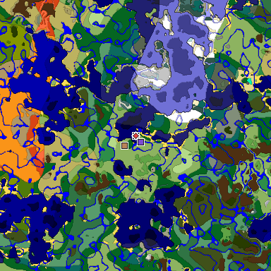 Predicted biome map of Java 1.18 seed 6201840130796864304 around estimated spawn