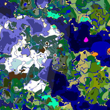 Predicted biome map of Java 1.18 seed -5816832871203942595 around estimated spawn