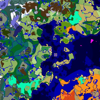 Predicted biome map of Java 1.18 seed -8371783786892960164 around estimated spawn