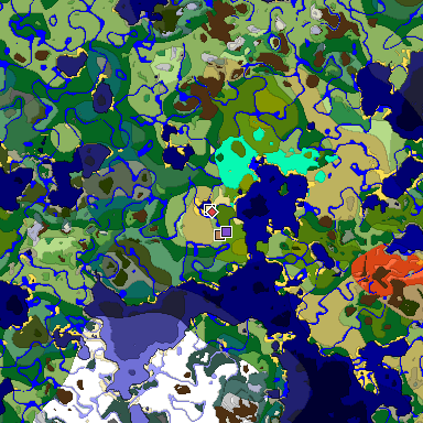 Predicted biome map of Java 1.18 seed 81042985015167412 around estimated spawn