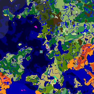 Predicted biome map of Java 1.18 seed -8559047472152026605 around estimated spawn