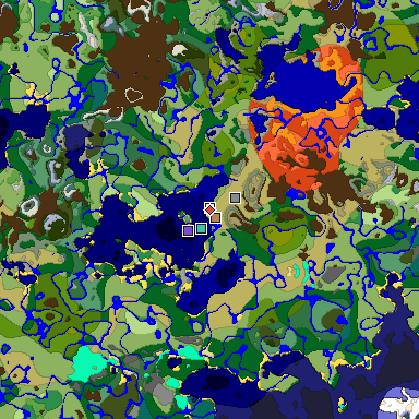 Predicted biome map of Java 1.18 seed -986076218122492977 around estimated spawn