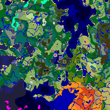 Predicted biome map of Java 1.18 seed 815986470375220736 around estimated spawn
