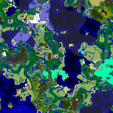 Predicted biome map of Java 1.18 seed -1779547912486526411 around estimated spawn