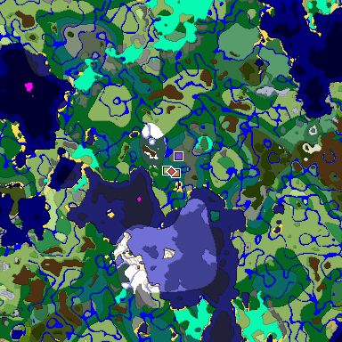 Predicted biome map of Java 1.18 seed 4152385774484553743 around estimated spawn