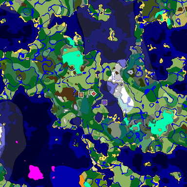 Predicted biome map of Java 1.18 seed -7973332601310361757 around estimated spawn