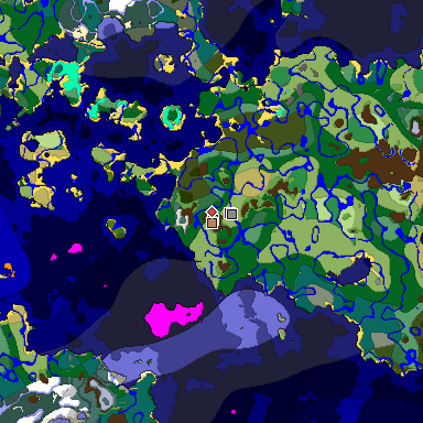 Predicted biome map of Java 1.18 seed 8109311567842195811 around estimated spawn