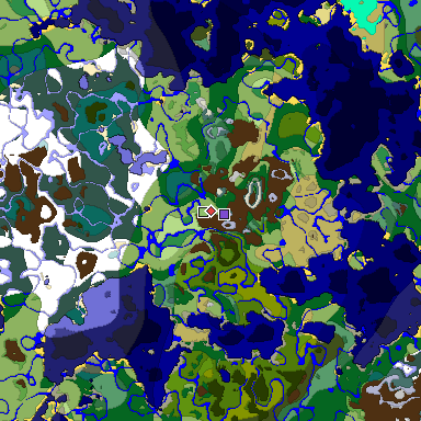 Predicted biome map of Java 1.18 seed 2826430512740869184 around estimated spawn