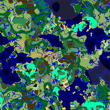Predicted biome map of Java 1.18 seed 4518453858637771816 around estimated spawn