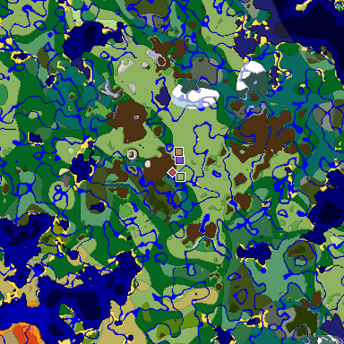 Predicted biome map of Java 1.18 seed -6532154086939867648 around estimated spawn