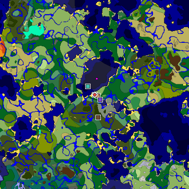 Predicted biome map of Java 1.18 seed 4662198163602914622 around estimated spawn