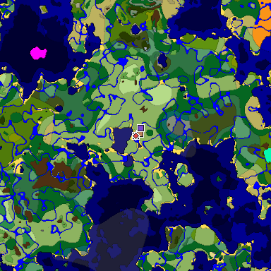 Predicted biome map of Java 1.18 seed -6357901970946394223 around estimated spawn