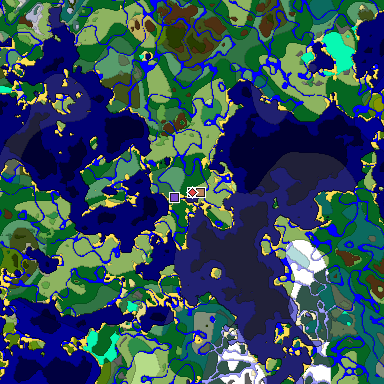 Predicted biome map of Java 1.18 seed 1699725883410095226 around estimated spawn