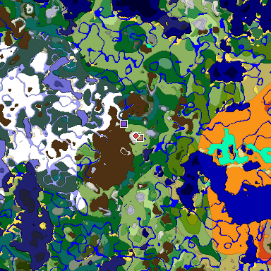 Predicted biome map of Java 1.18 seed 5904740618230258948 around estimated spawn