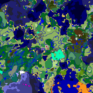 Predicted biome map of Java 1.18 seed 941907751276138704 around estimated spawn
