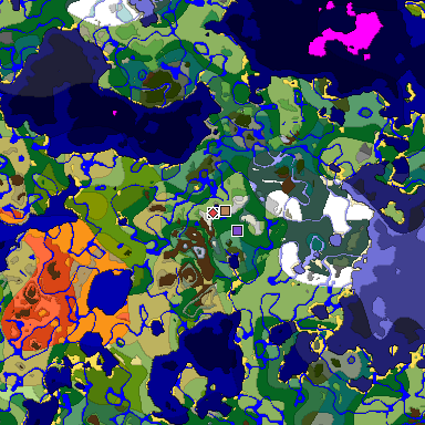 Predicted biome map of Java 1.18 seed -4538698777126241151 around estimated spawn