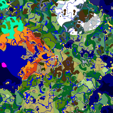 Predicted biome map of Java 1.18 seed 8212788347396659538 around estimated spawn