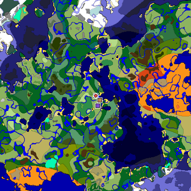 Predicted biome map of Java 1.18 seed -8090068535605139253 around estimated spawn