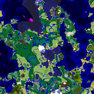 Predicted biome map of Java 1.18 seed -8543452347105526119 around estimated spawn