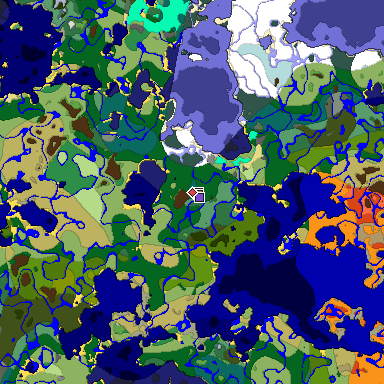 Predicted biome map of Java 1.18 seed 8588391702549801147 around estimated spawn