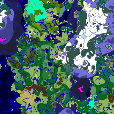 Predicted biome map of Java 1.18 seed -8078865296153203340 around estimated spawn