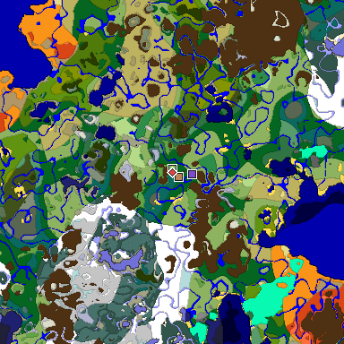 Predicted biome map of Java 1.18 seed -7083499015663094858 around estimated spawn