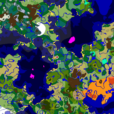 Predicted biome map of Java 1.18 seed 6170291997651306192 around estimated spawn