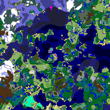 Predicted biome map of Java 1.18 seed -2626803874776250264 around estimated spawn