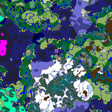 Predicted biome map of Java 1.18 seed -1535383037168183725 around estimated spawn