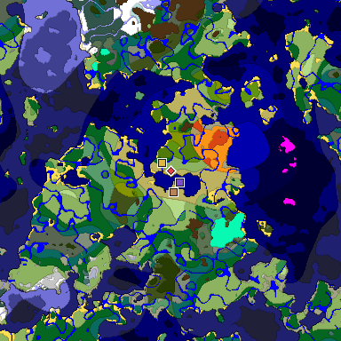 Predicted biome map of Java 1.18 seed 4978865671142519435 around estimated spawn